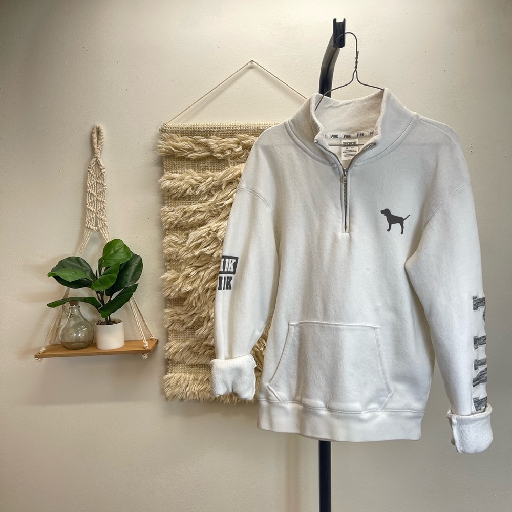 Victoria’s Secret Pink White Zip Sweater